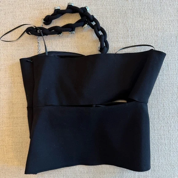 Area Black Strapless Top with Crystal Accents - Picture 6 of 10